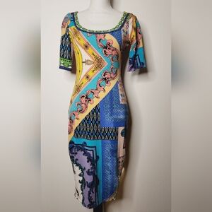 HALE BOB Bodycon Multicolor Print Dress Small